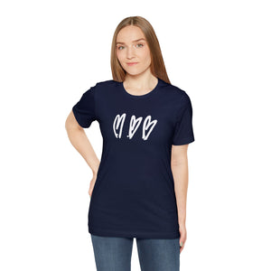 Three Crooked Hearts Unisex Short Sleeve T-Shirt