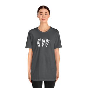 Three Crooked Hearts Short Sleeve T-Shirt