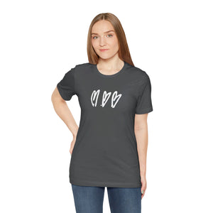 Three Crooked Hearts Short Sleeve T-Shirt