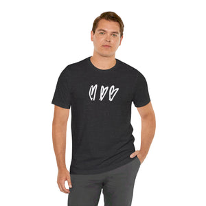 Three Crooked Hearts Short Sleeve T-Shirt