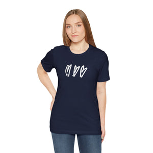 Three Crooked Hearts Short Sleeve T-Shirt