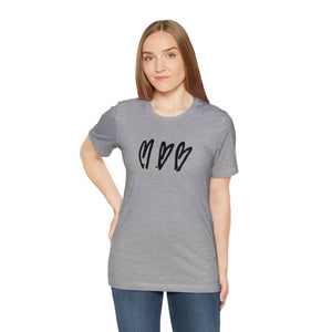 Three Crooked Hearts Unisex Short Sleeve T-Shirt