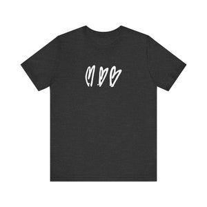 Three Crooked Hearts Short Sleeve T-Shirt