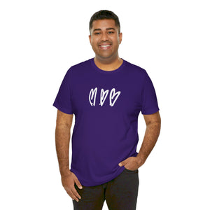 Three Crooked Hearts Short Sleeve T-Shirt