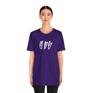 Three Crooked Hearts Short Sleeve T-Shirt