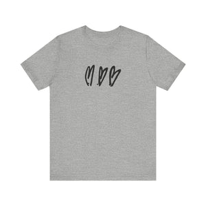 Three Crooked Hearts Short Sleeve T-Shirt