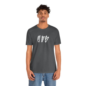 Three Crooked Hearts Short Sleeve T-Shirt