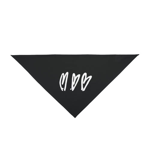 Three Crooked Hearts Dog Bandana (Black)