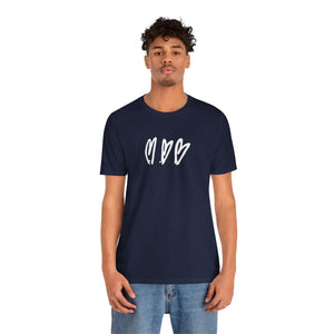 Three Crooked Hearts Short Sleeve T-Shirt