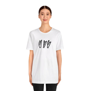 Three Crooked Hearts Short Sleeve T-Shirt