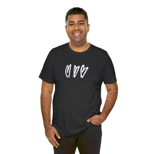 Three Crooked Hearts Short Sleeve T-Shirt