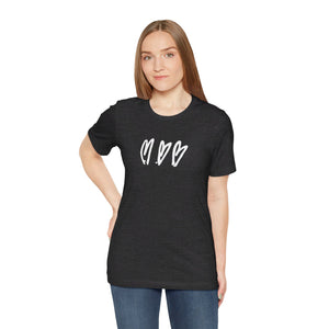 Three Crooked Hearts Short Sleeve T-Shirt