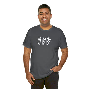 Three Crooked Hearts Short Sleeve T-Shirt