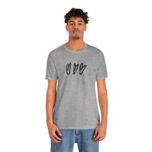 Three Crooked Hearts Short Sleeve T-Shirt