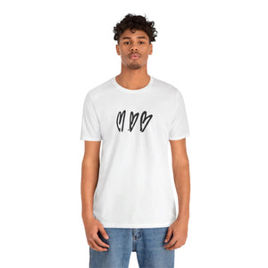 Three Crooked Hearts Short Sleeve T-Shirt