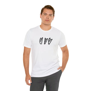 Three Crooked Hearts Short Sleeve T-Shirt