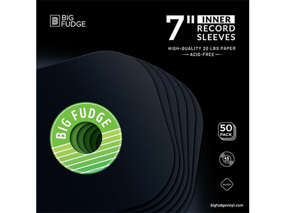 Big Fudge 7-Inch 45 RPM Inner Round Corner Record Sleeves (Black - 50 ct.)