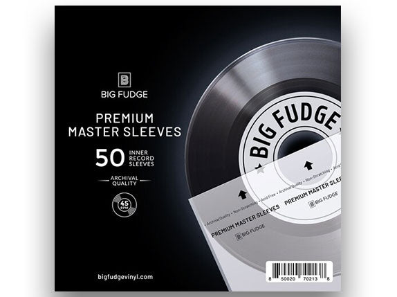 Big Fudge 7 inch Clear Premium Master Vinyl Record Inner Sleeves, 50 Count